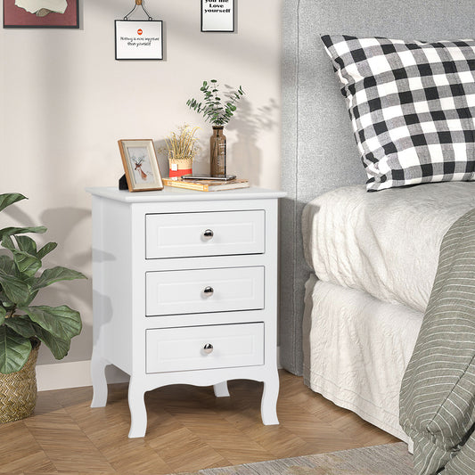Country Style Three Drawer Night Table