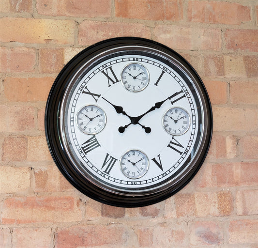 World Multi Clock with Glossy Black Surround