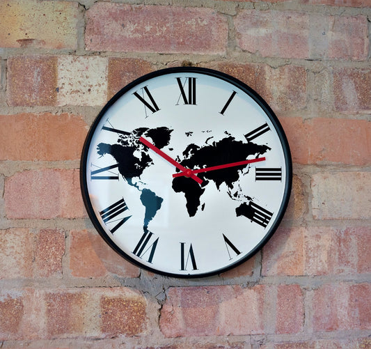 World Map Design Clock 32cm