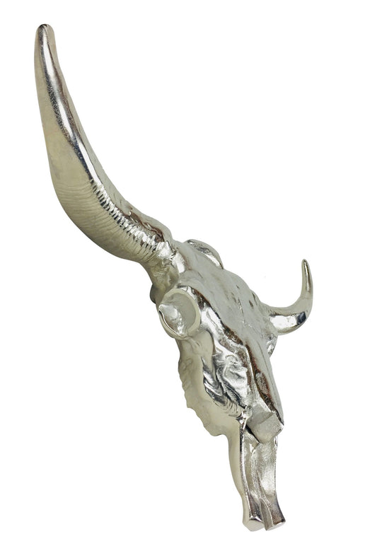 Silver Wall Hanging Cow Head 52cm