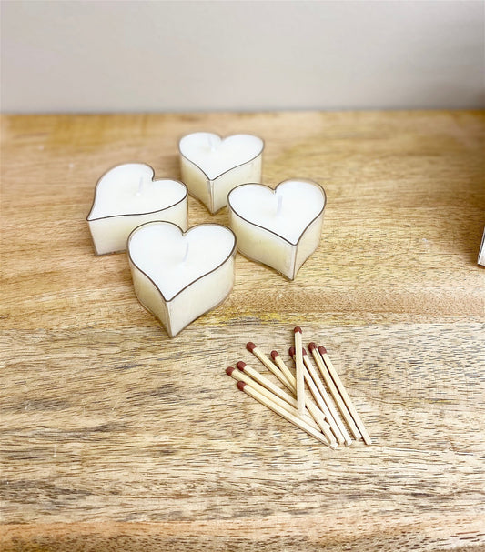 Pack of Four Large Heart Shaped Tea Light Candles