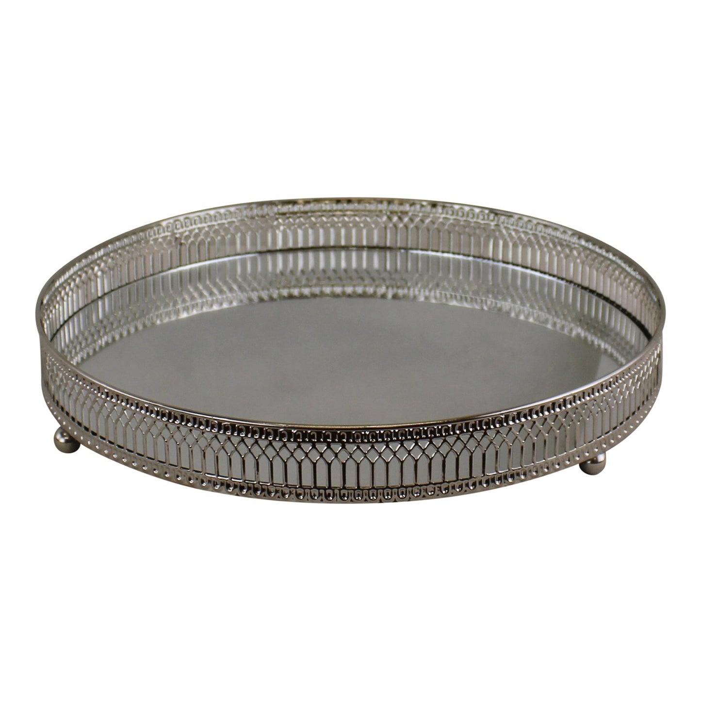 Large Silver Mirror Candle Plate