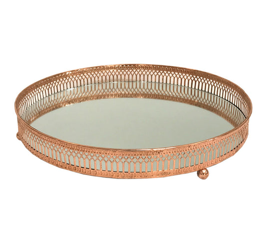 Copper Coloured Mirror Candle Plate