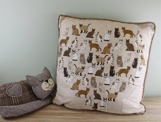 Cat Lover Design Scatter Cushion, 45cm