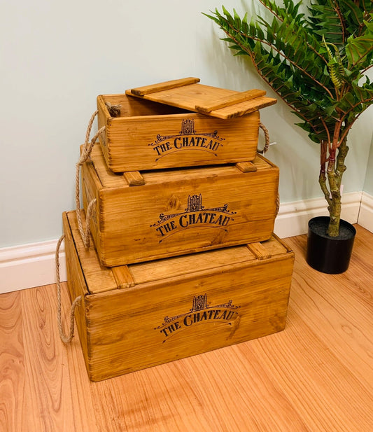 Set Of 3 The Chateau Rustic Vintage Crates