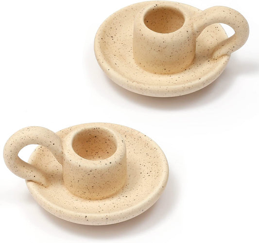 Candle Sticks Holder, 2 Pack Ceramic Taper Candle Holders